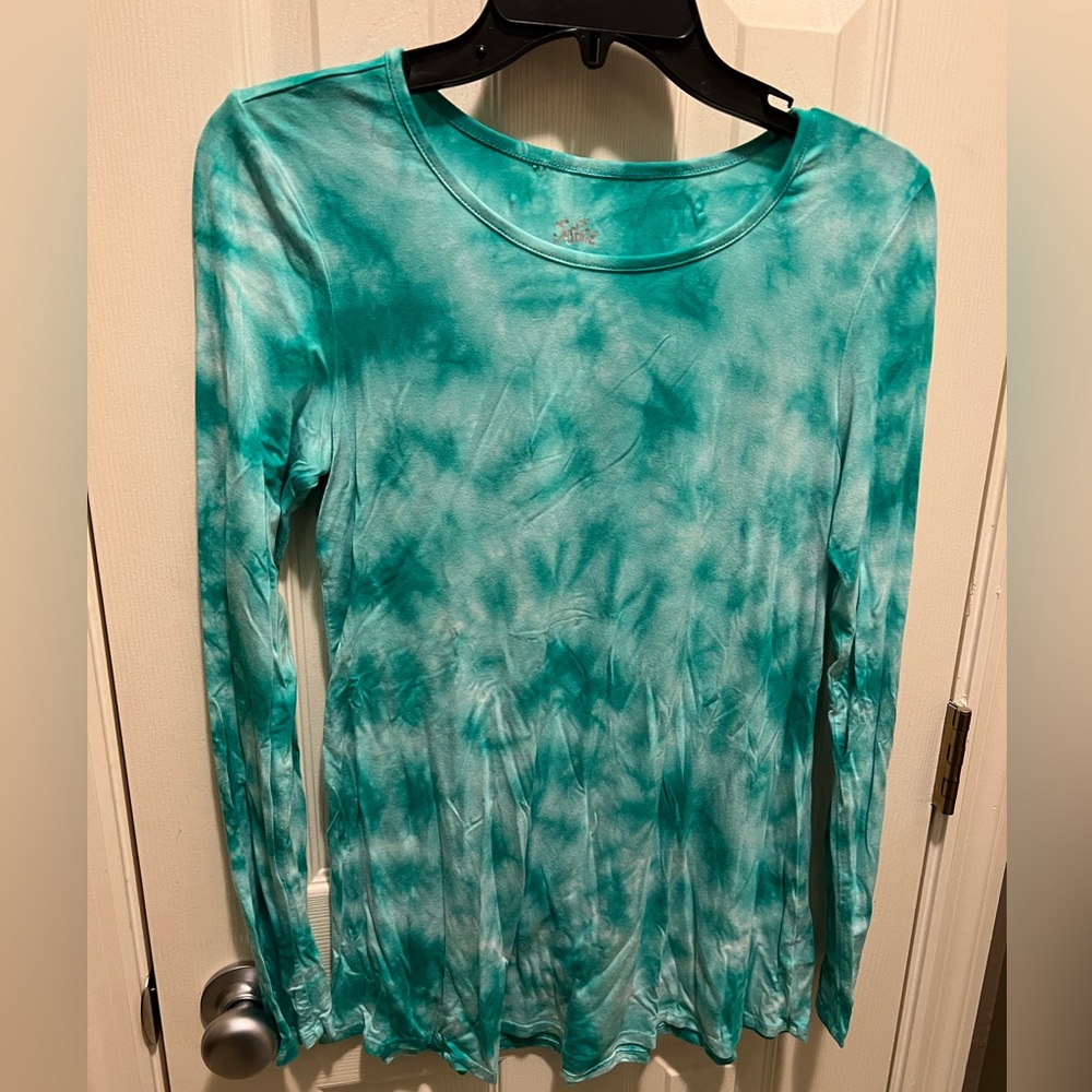 Justice aqua tie dye long sleeve shirt